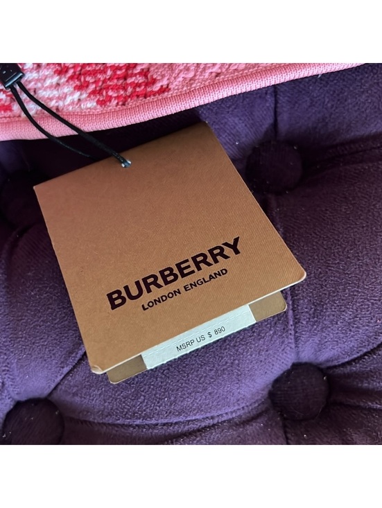 NEW Burberry Knitted Check Bucket Hat, Pink IP Check, Size L, New with Tag $890 main image 6
